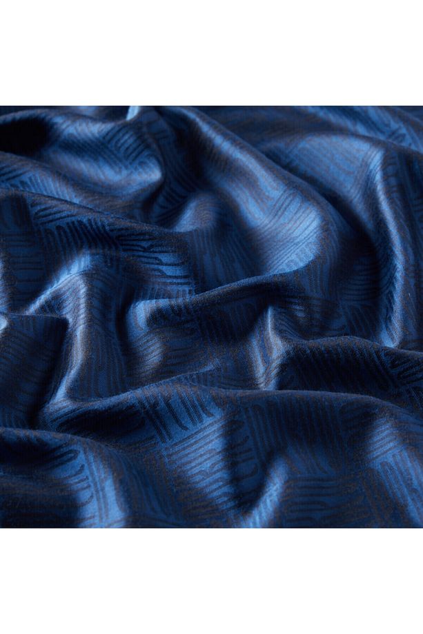 Okyanus Mavi Qufi Pattern Ipek Şal - 2