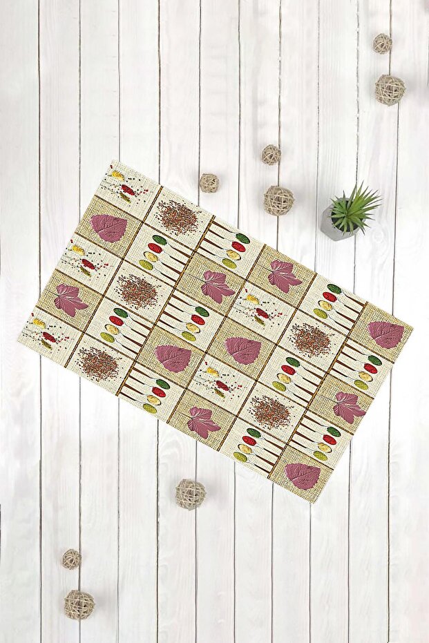 سجادة باب مزخرفة متعددة الأغراض بنمط أوراق الشجر الأرجوانية - 1