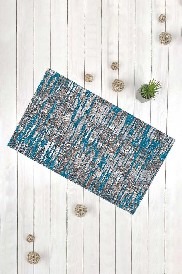 سجادة باب أمامية مزخرفة متعددة الأغراض باللون الرمادي والأزرق - 1