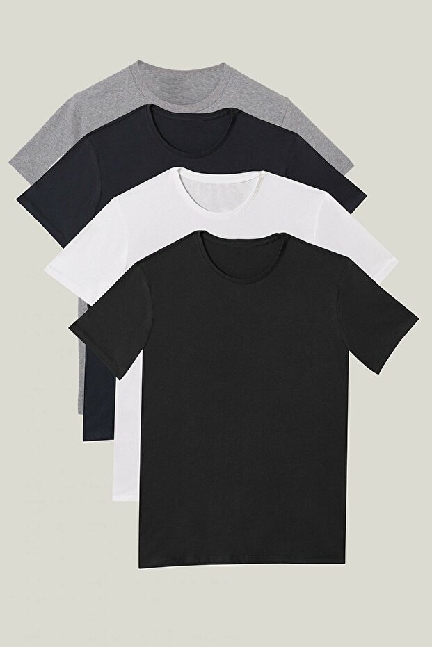 Pack of 4 Premium Summer Solid Color Basic T-Shirts