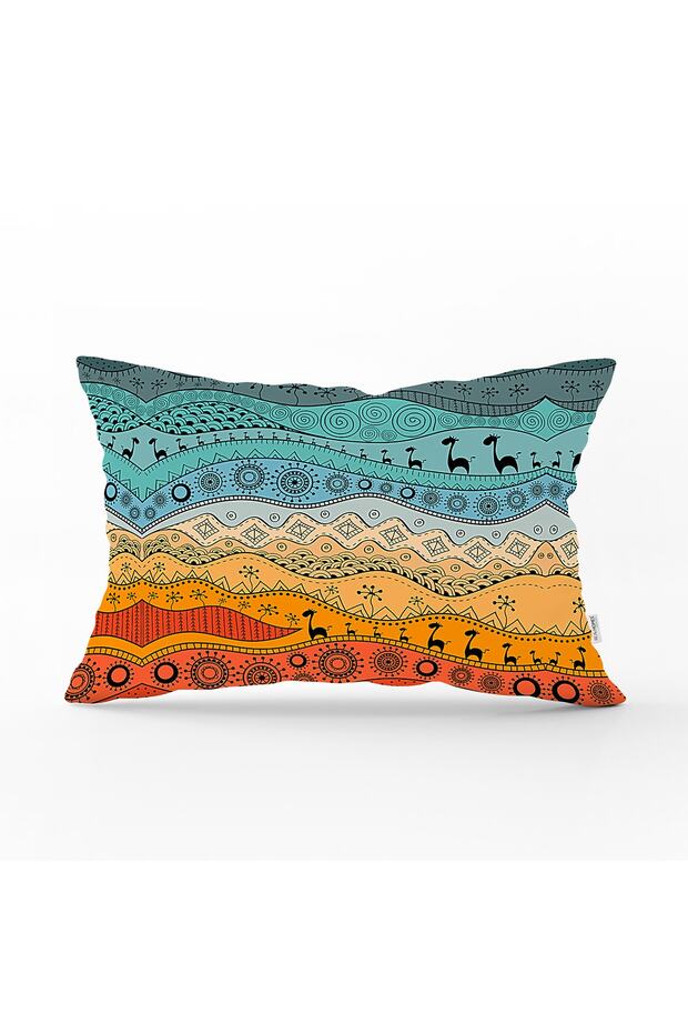 غطاء وسادة رمي مستطيل حديث مطبوع رقميًا بتصميم عرقي - 1