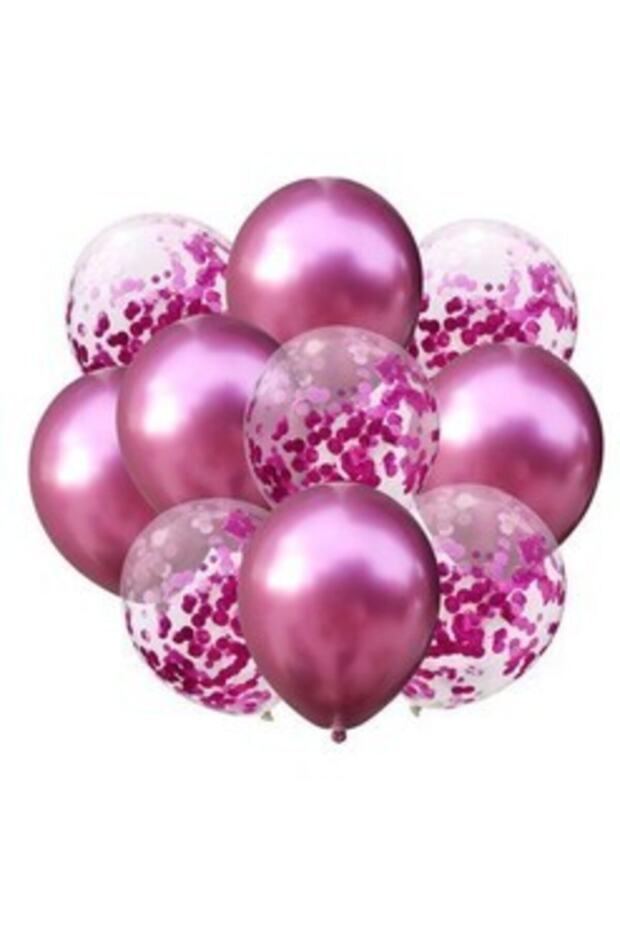 Pink Balloon Bunch with Confetti 10 Pieces