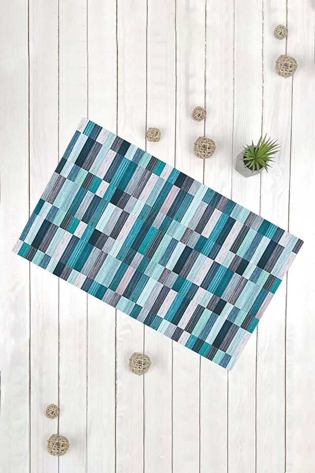 Striped Pattern Blue Gray Multi-Purpose Decorative Door Mat - 1