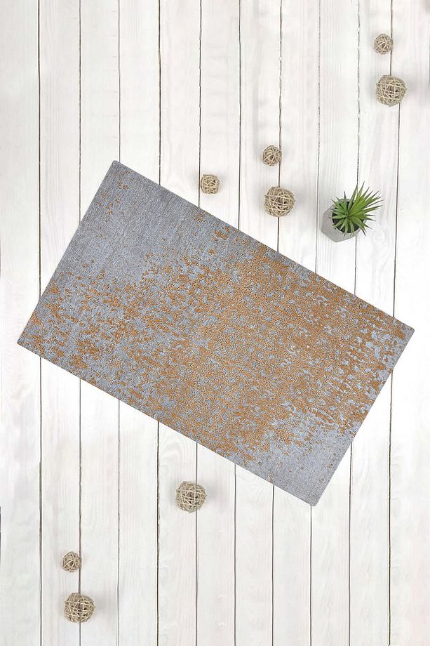 Modern Motif Gri Gold Çok Amaçlı Dekoratif Kapı Önü Paspası - 1