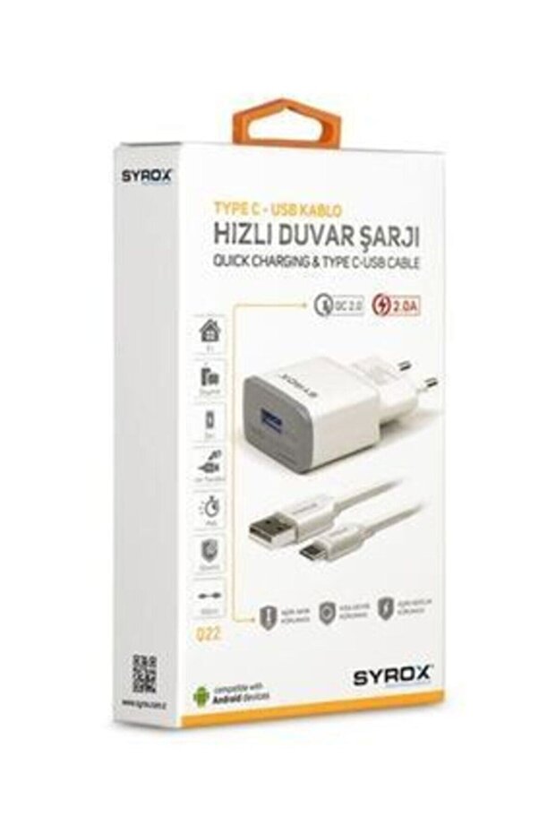 Syrox Samsung Huawei Xiaomi Uyumlu 2.0 Amper Type C Hızlı Şarj Aleti Q22 - 1