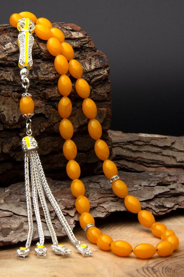 Pressed Amber Prayer Beads - 3