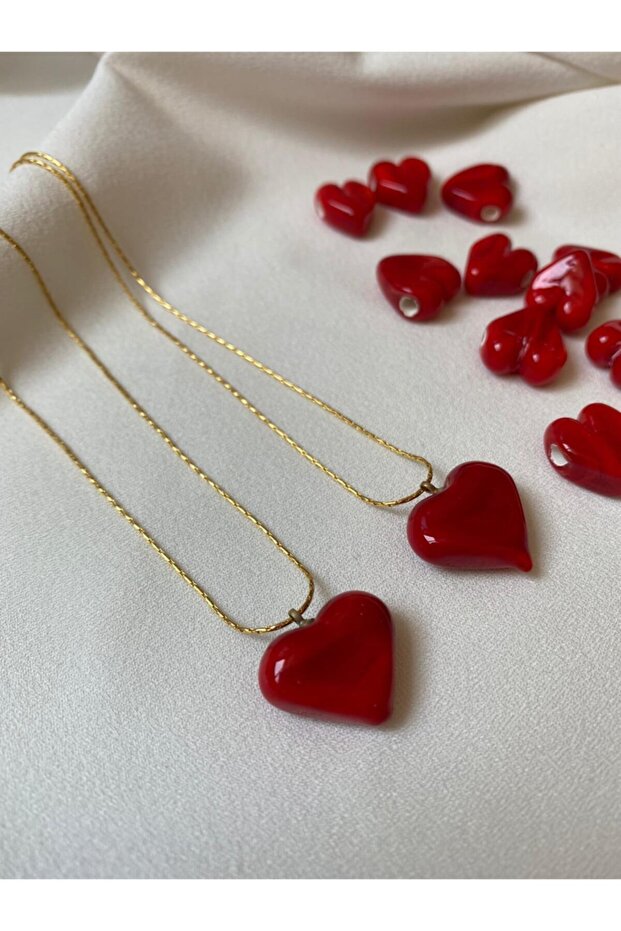 Red Heart Glass Murano Necklace
