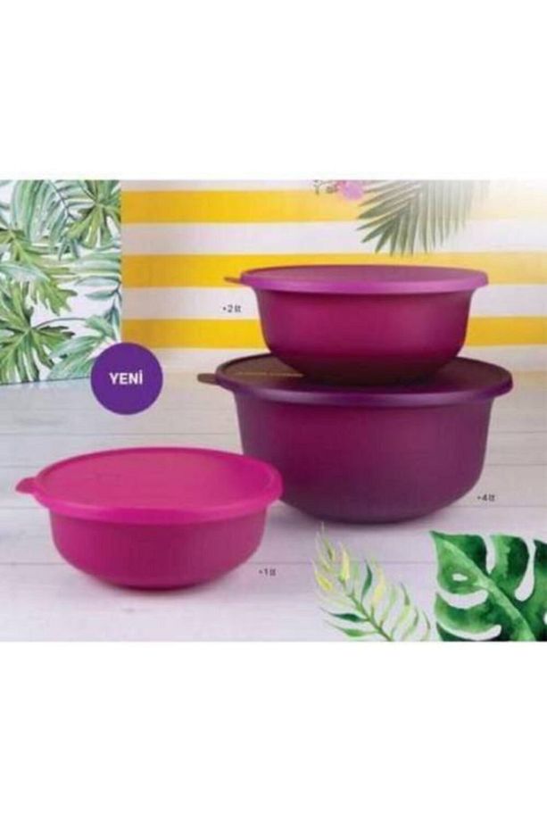 Aloha 3 Lü Set Saklama Servis Hazırlık Kabı 1 Lt,2 Lt Ve 4 Lt - 3