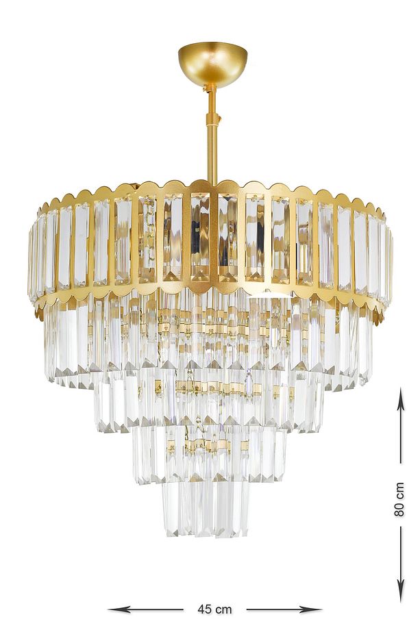 Lora 45 Cm'lik Kristal Cam Taşlı Lüks Avize - (sarı Yaldız) - 2