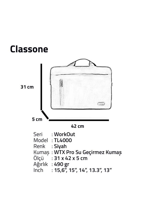 Tl4000 Workout 15.6 “su Geçirmez Kumaş ,macbook Mac Air, Notebook, Laptop El Çantası-siyah - 8