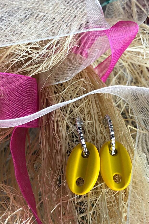 Matte Yellow Color Antiallergic Sailor Knot Earrings