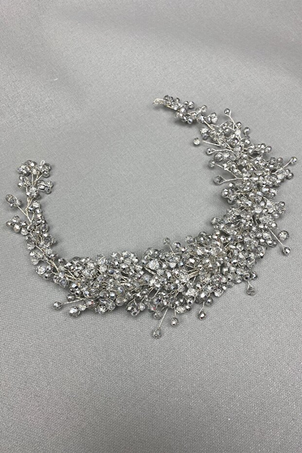 Grey Asian Crystal Bridal Hair Accessory
