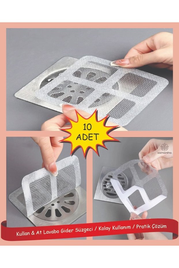 10-Pack Disposable Bathroom Shower Drain Strainer Lint Collector, Drain Cover, Hair Catcher, 9x9cm