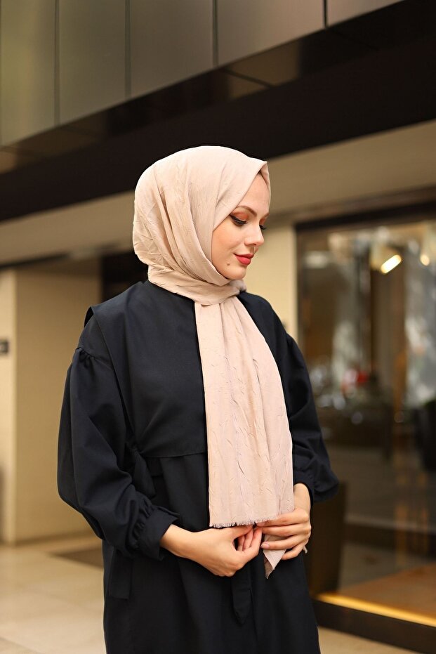 Bamboo Kraş Shawl Beige