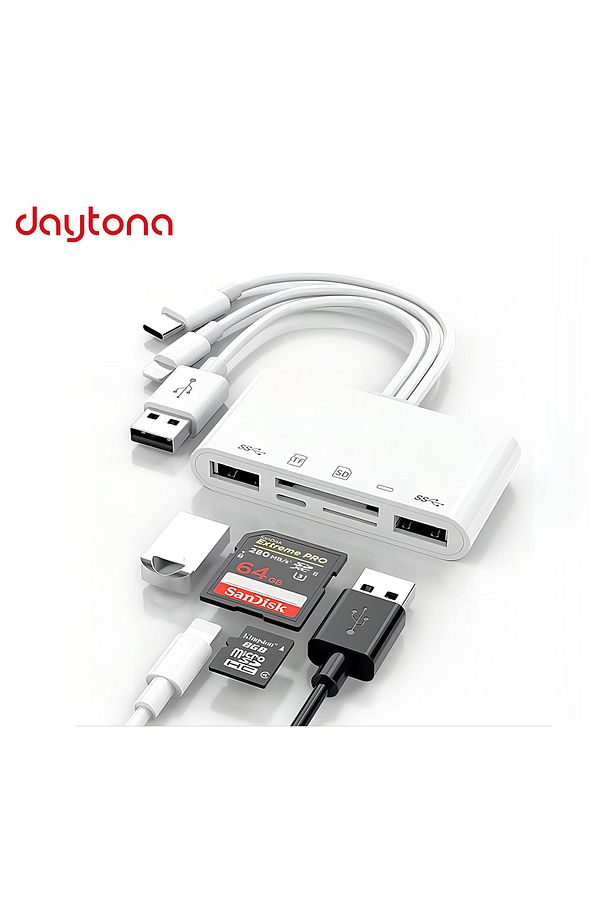 Nk1032 Pro Type-c Lightning Usb-a To 2x Usb3.0 Sd Tf Pd Kart Okuyucu Çevirici Hub Adaptör - 1