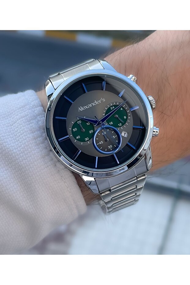 Alexander's Men's Wristwatch - All Functions Active with Case Cord and Steel Stainless