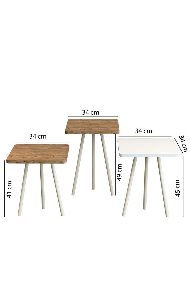 3'lü Zigon Sehpa Kare Model Zigon Sehpa Gürgen Ayak - 4