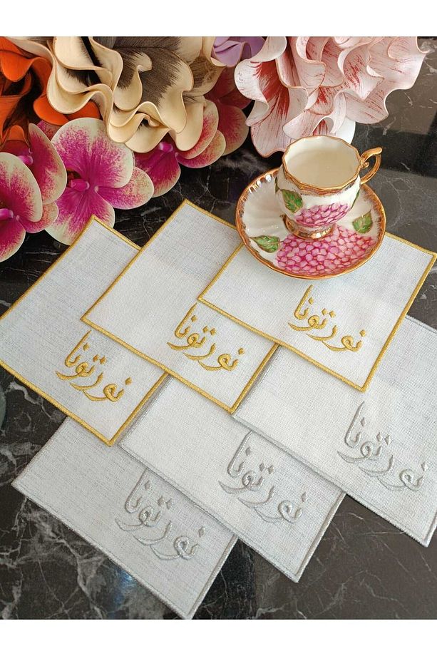 sefa geldin yazılı koktely peçetesi kahve yanı, sunum ve çay bardak altlığı 6 adet - 4