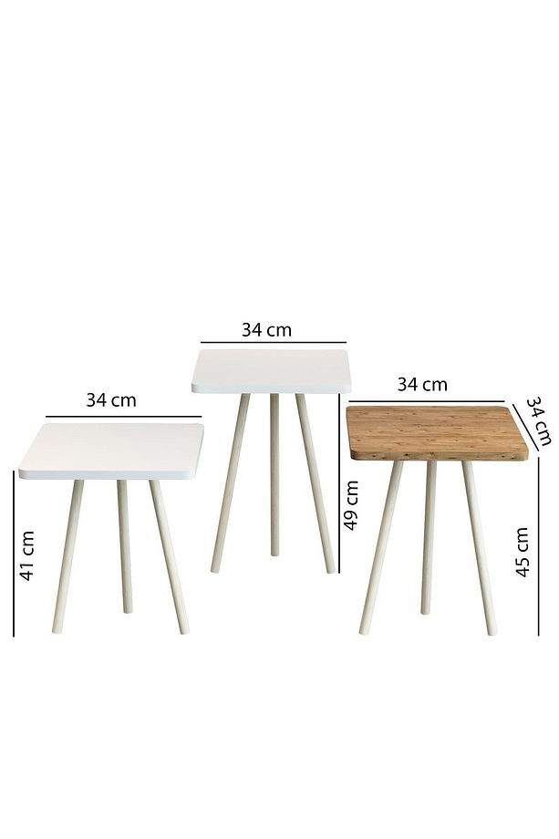 3'lü Zigon Sehpa Kare Model Zigon Sehpa Gürgen Ayak - 4