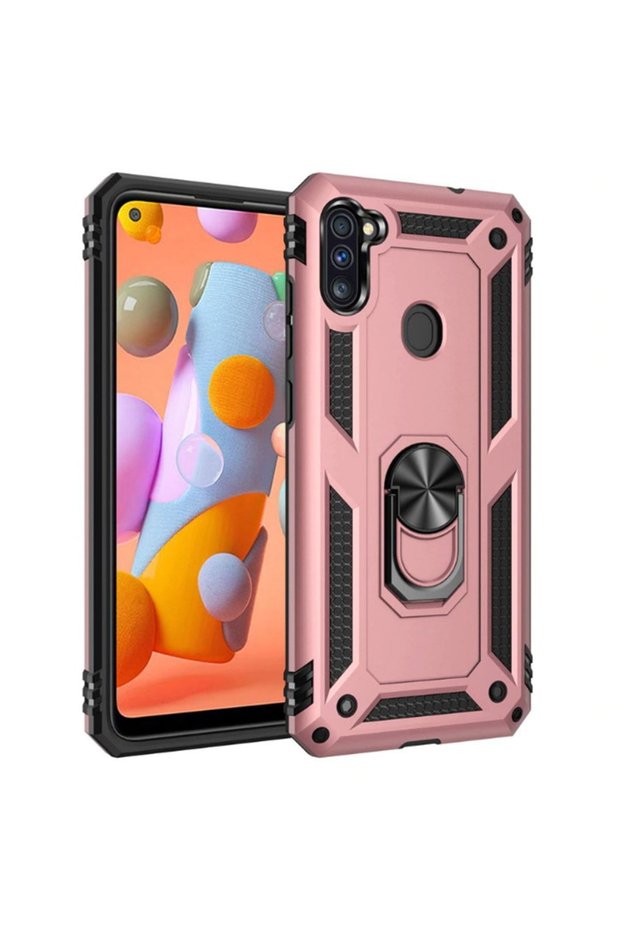 Samsung Galaxy A11 / M11 Case Zore Vega Tank Ring Stand Cover