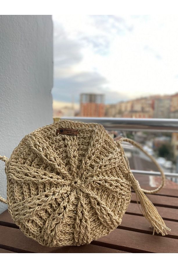 El Örgüsü Kağıt ip Makaron Çanta - 1