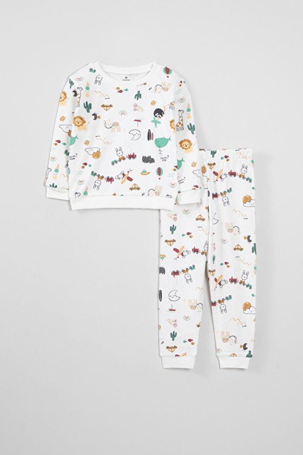 Baby Animals Printed Pajamas Set 95% cotton