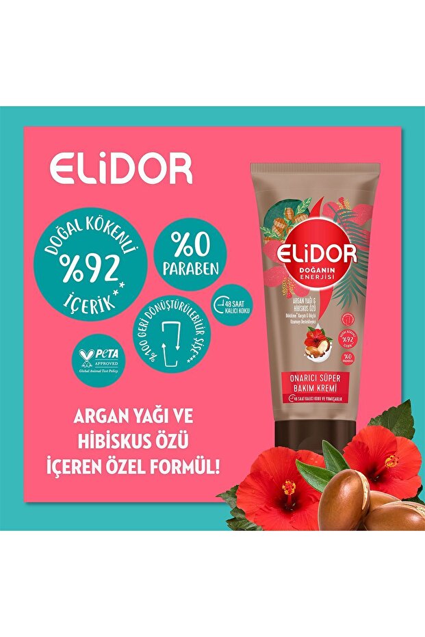 Doğanın Enerjisi Argan Yağı Ve Hibiskus Özü Şampuan 400 ml Saç Bakım Kremi 170 ml - 8