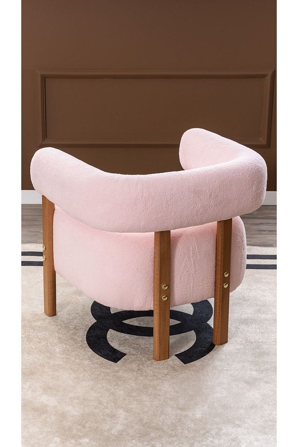 Sweet Mod Ahşap Ayaklı Teddy Berjer Açık Pembe M03 - 3