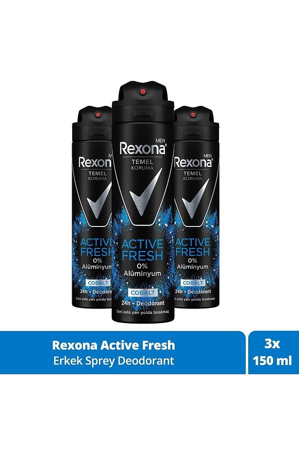 Men Temel Koruma Active Fresh Erkek Sprey Deodorant Cobalt 150 ml X3 Adet - 1