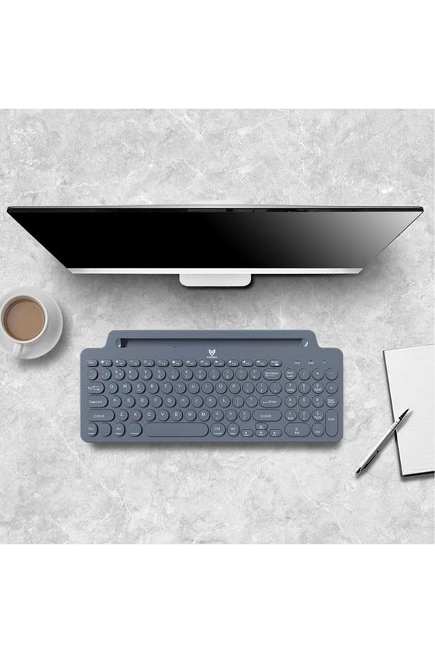2.4 Ghz Wireless Bluetooth V5.0 Standlı Kablosuz Klavye Gri - 6