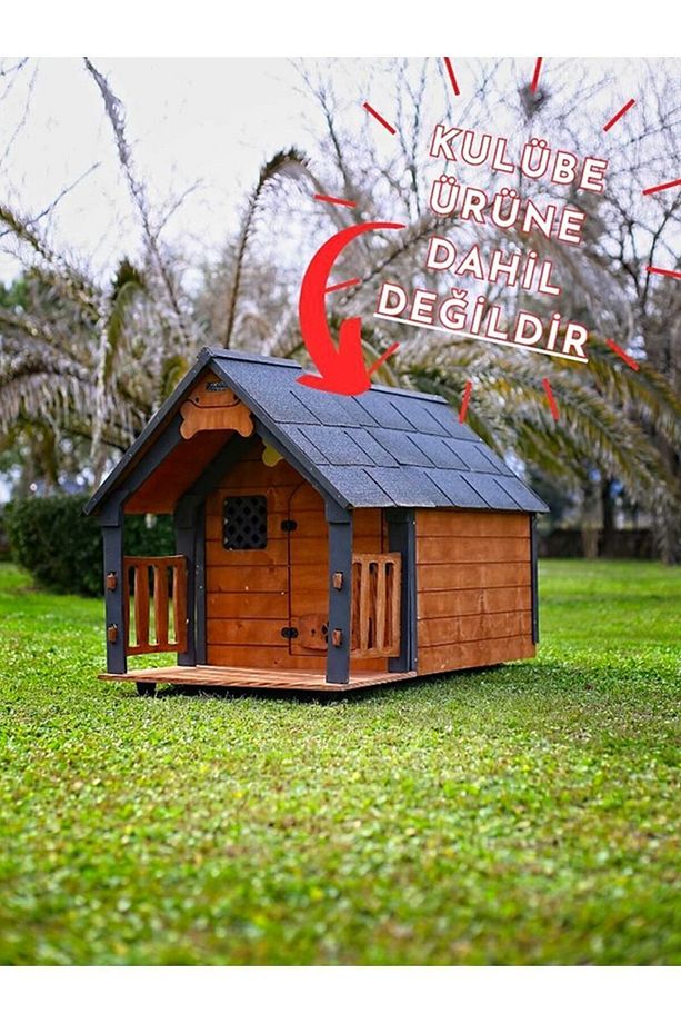 Isı Yalıtımlı Ahşap Köpek Kulübeleri Için Ekstra Gölgelik Çatı Ve Taban (veranda) Large - 3