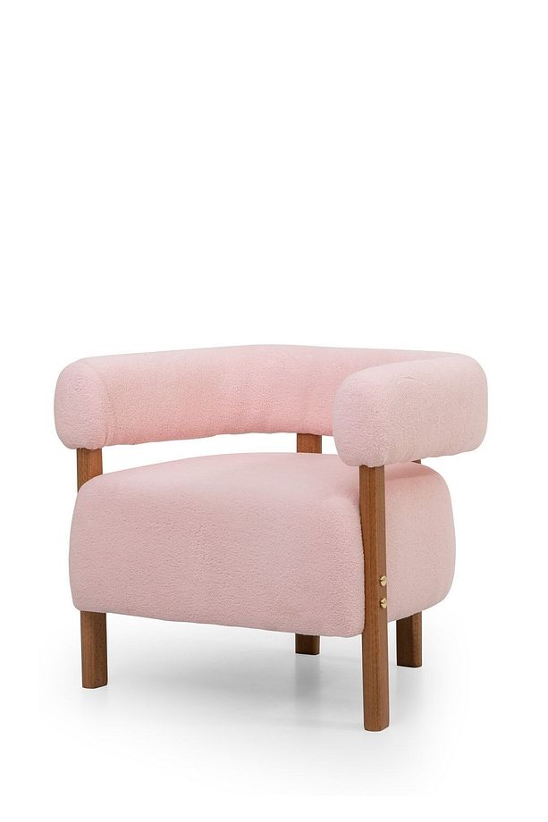 Sweet Mod Ahşap Ayaklı Teddy Berjer Açık Pembe M03 - 5