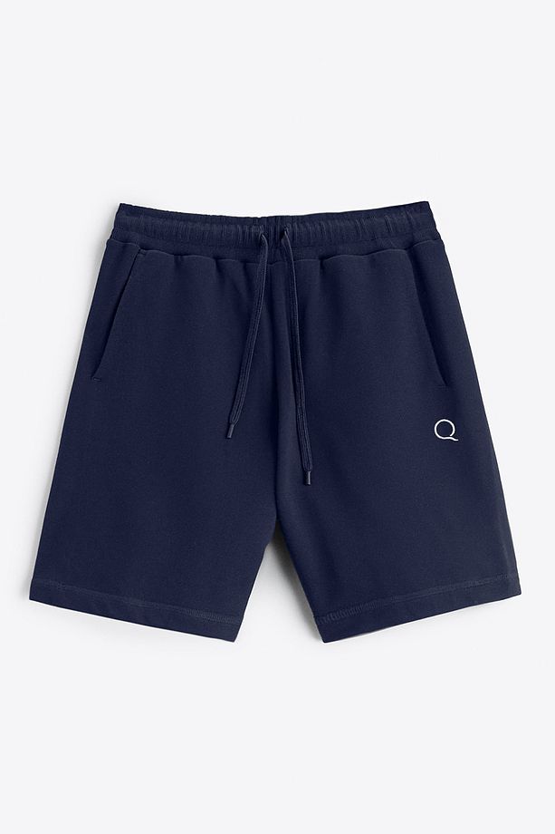 Erkek Lacivert Regular Fit Cepli şort | Yan Panelli Beli Lastikli Spor şort | Nakişli Q Logo - 1
