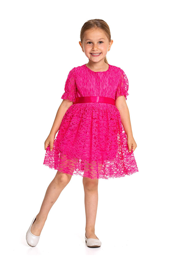 Tüllü Detaylı Elbise 73515 - 1