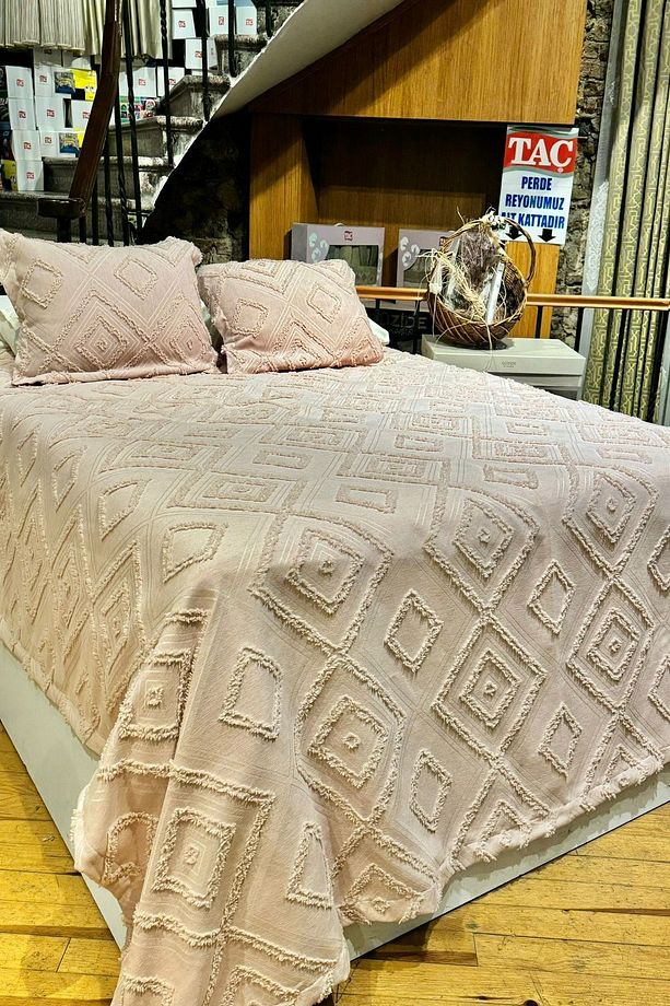 Delux Bohemia Çift Kişilik Yatak Örtüsü 250x260 2 Adet Yastık - 1