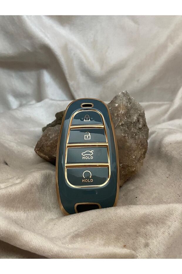 Luxury Hyundai 2021-22 New Tucson Santa Fe Nano Key Case Gray Gold Gold Color