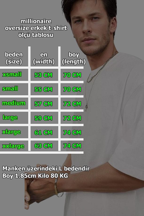 Erkek Petrol Mavisi Bisiklet Yaka Düz Basic Baskısız Oversize Salas T-shirt - 3