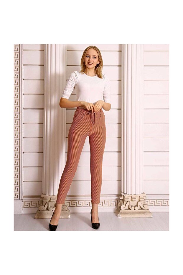 Striped Carrot Trousers - 1