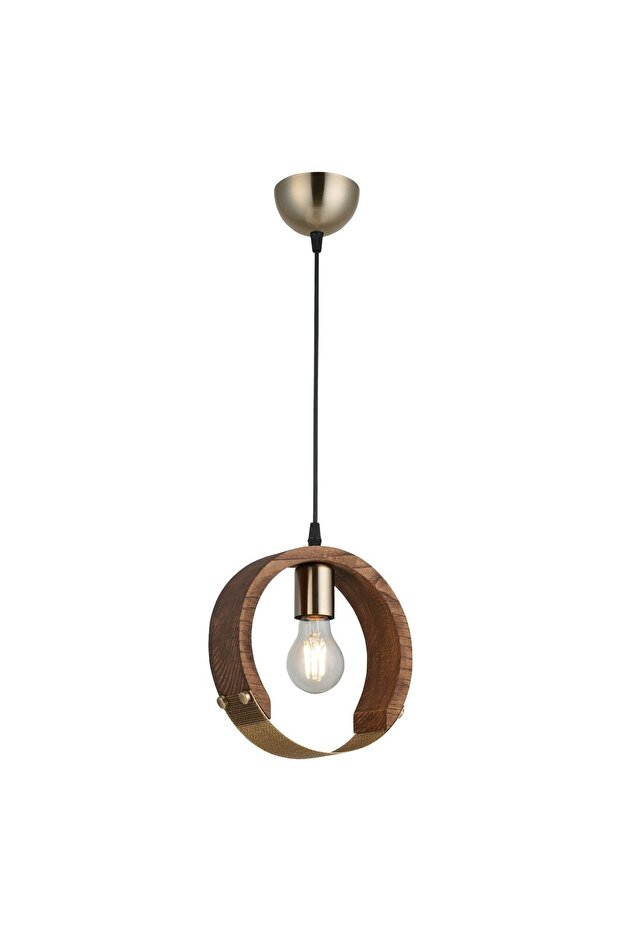 Manya Tekli Ahşaplı Antik Lak Avize 1xe27 - 1