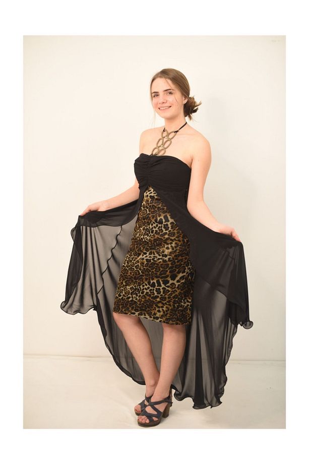 Leopar Desenli Şifon Abiye - 1