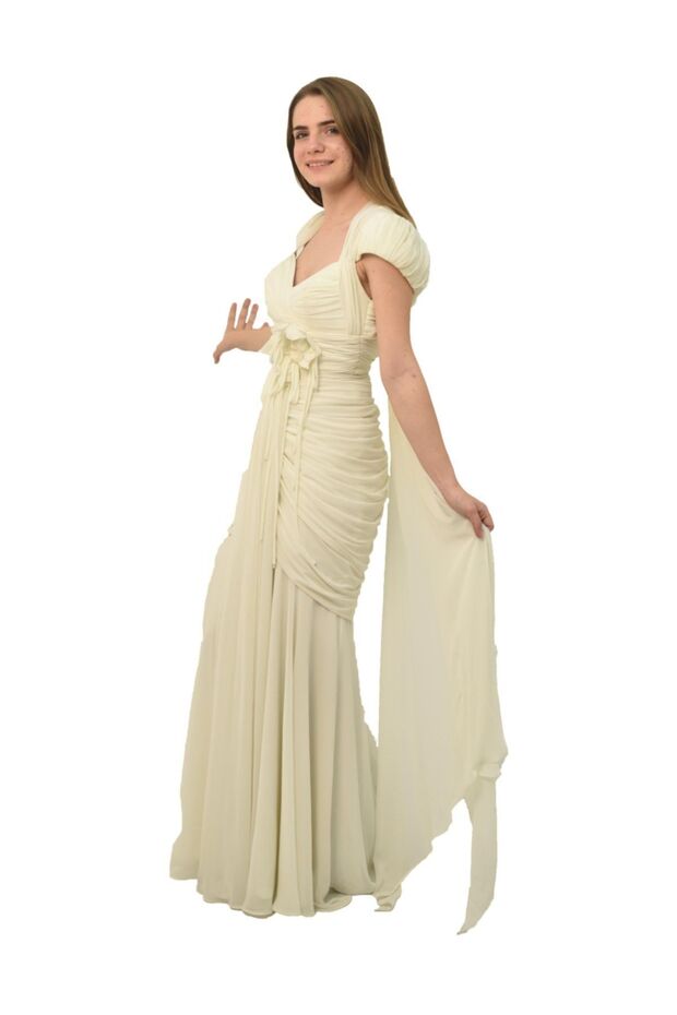 Kadın Şifon Ekru Abiye - 2