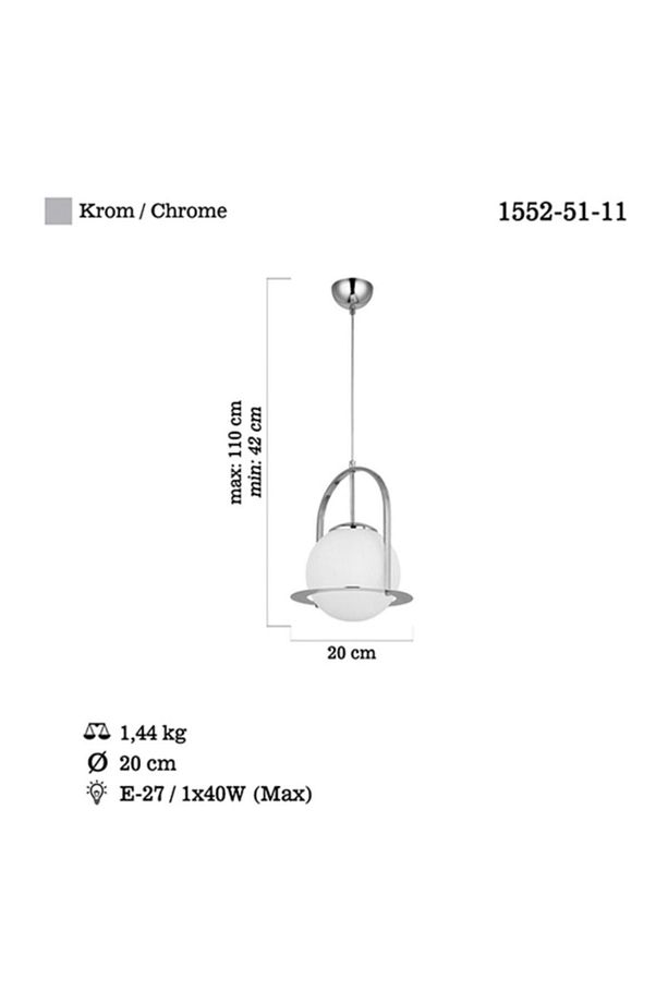 Lampon Q20 Krom Tekli Avize 1xe27 - 3