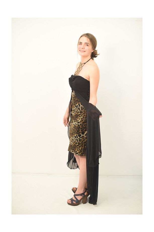 Leopar Desenli Şifon Abiye - 2