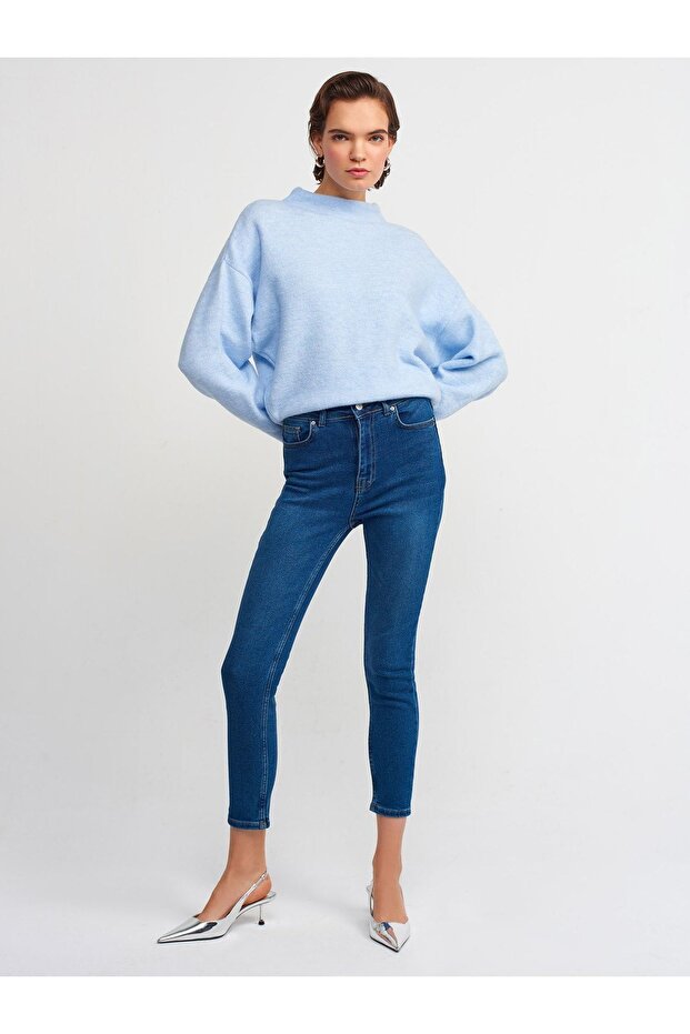 10310 Dik Yaka Basic Kazak Mavi - 3