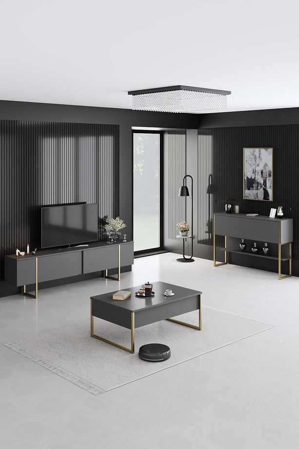 LUXE DRESUAR DEMİR AYAKLI GOLD ANTRASİT - 2