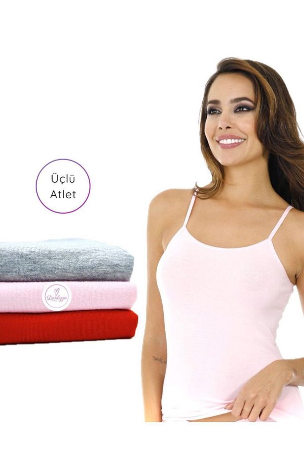 Atlet Pembe Gri Kırmızı 3 Adet - 1