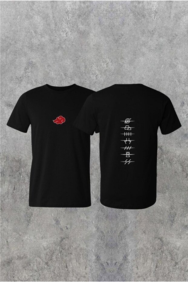 Naruto Akatsuki Unisex Black Symbol Embroidered T-shirt