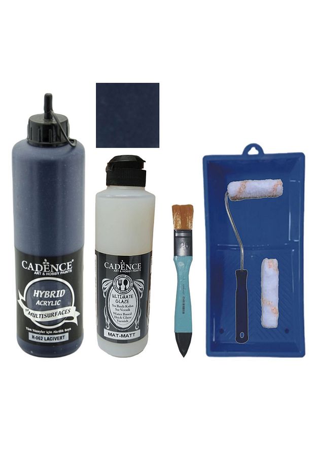 Mobilya Boyası-Cadence Multisurface H-062 Lacivert 500Ml Ultimate Vernik Mat 250Ml Saten Rulo Set - 1