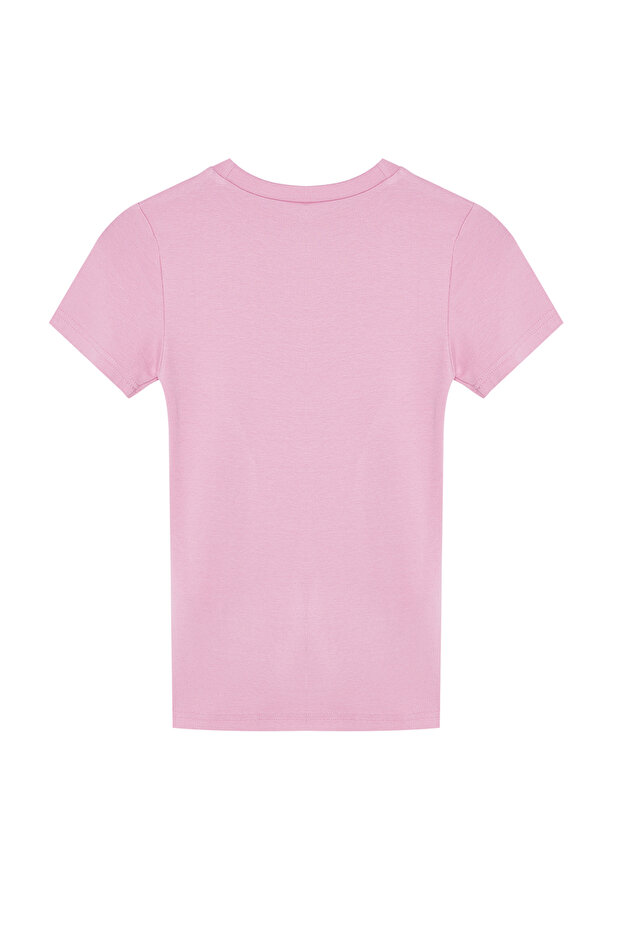 Pembe Viskoz/Yumuşak Kumaş Vücuda Oturan Esnek Örme Bluz TWOSS24BZ00296 - 7