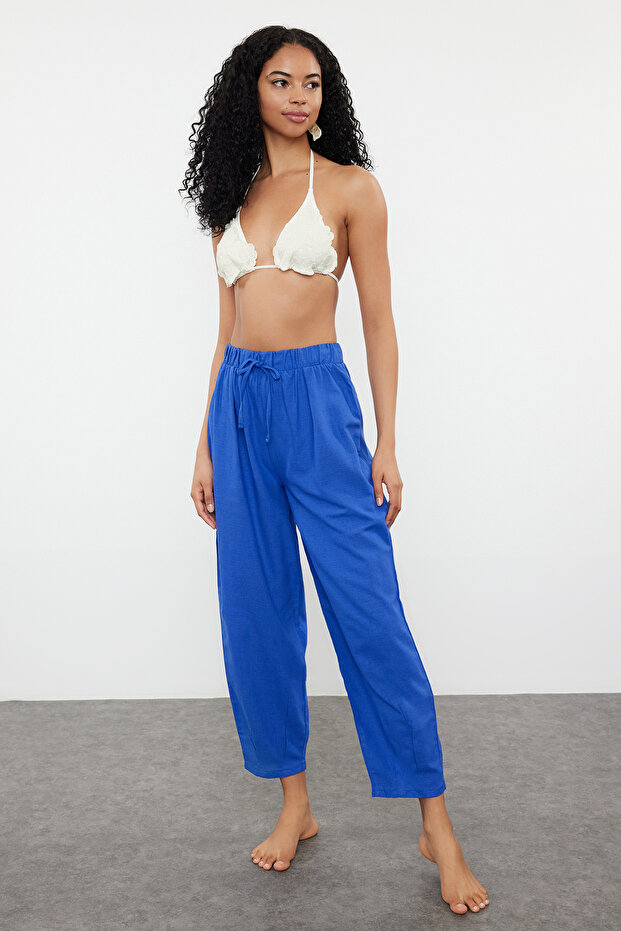 Cobalt Blue Woven Trousers TBESS23PL00015